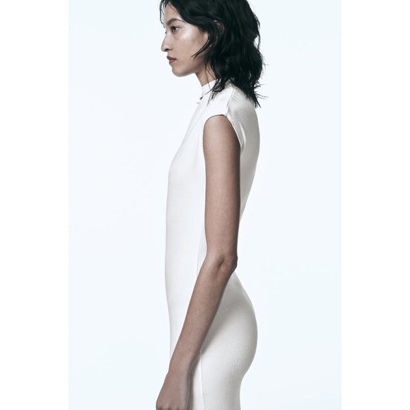 Zara White/Ivory Soft Stretch Midi Dress - Picture 5 of 9